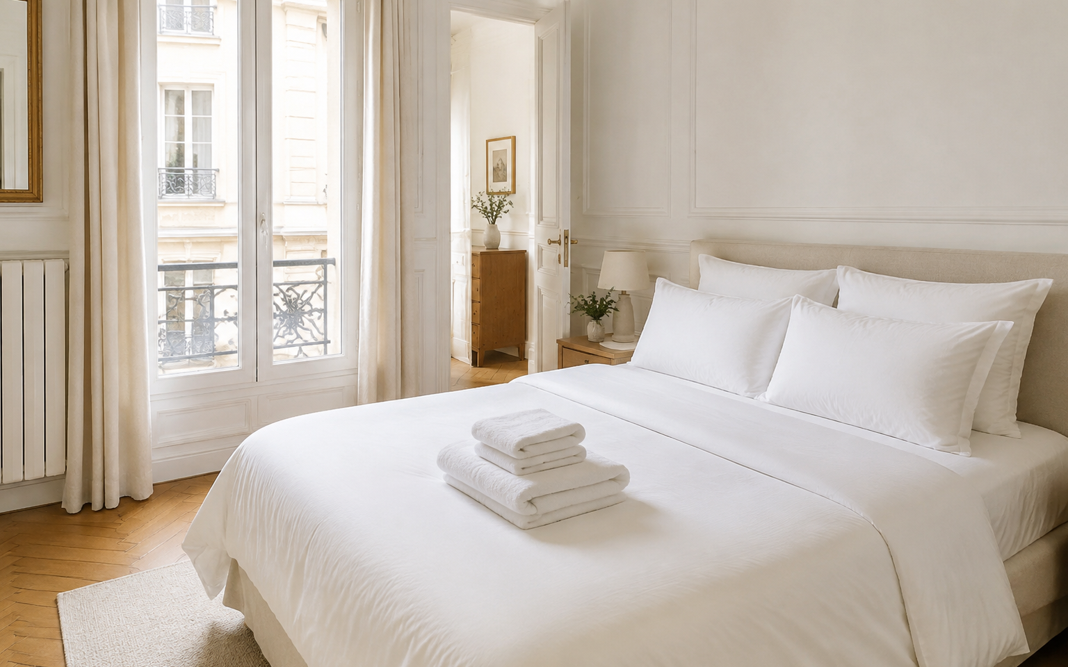 Appartement parisien lumineux préparé pour l’arrivée de voyageurs